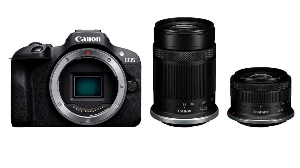 Canon EOS R100 + RF-S 18–45mm f/4.5-6.3 IS STM + RF-S 55-210mm f/5-7.1 IS STM Camera