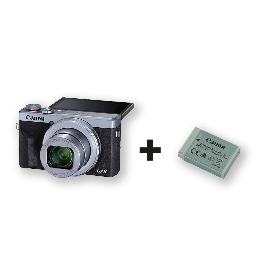 Canon PowerShot G7X Mark III Silver Compact Vlogging Camera + 2nd Battery